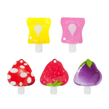 

5 Pcs Fruit Shape Portable Travel Bottles Soft Packaging Refillable Containers Countertop Hand Sanitizer Shampoo Lotion Shower G