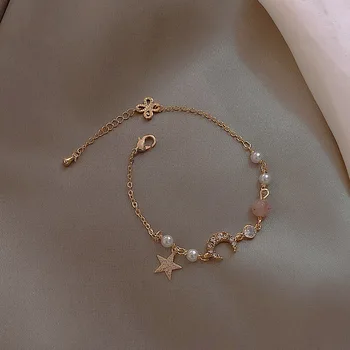 

Online Celebrity Couples Dreamy Rhinestone Moon And Stars Bracelets Men And Women Couples Super Sweet Bracelets Harajuku GIRL'S