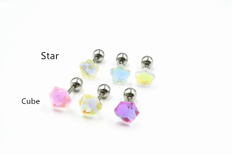 Lot100pcs Украшения для тела-светящиеся серьги/серьги из нержавеющей стали Helix БАР верхний пирсинг для ушей, тела 16g