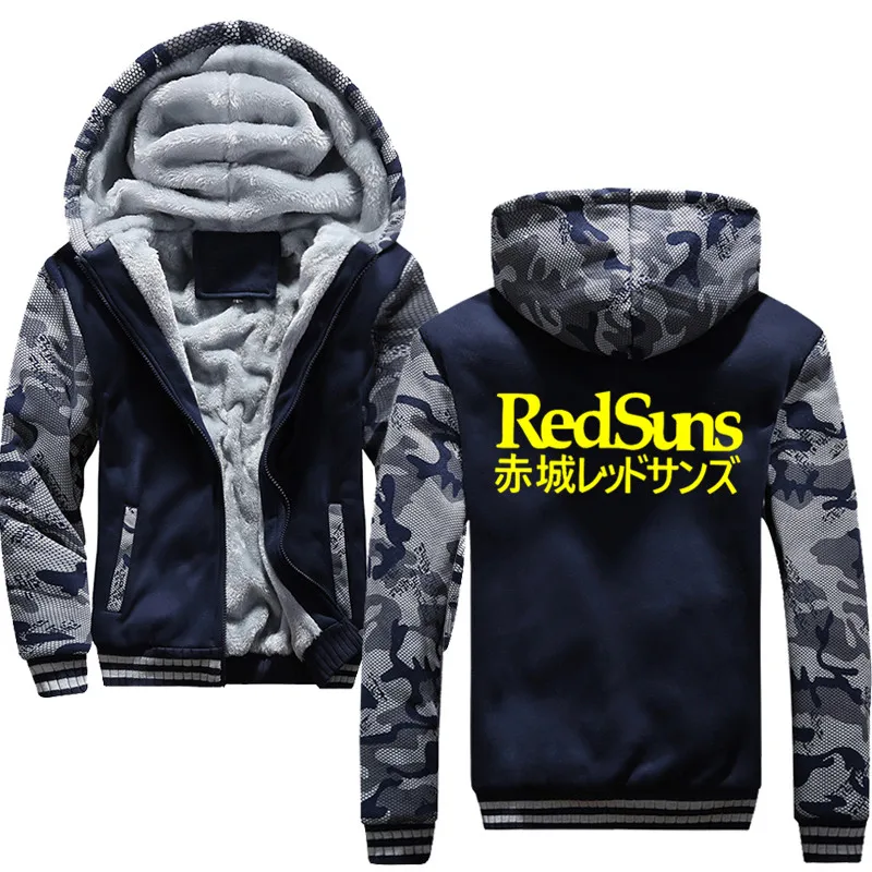 Новые Красные Suns японские Jdm мужские толстовки мужские теплые толстые бархатные однотонный Свитшот спортивные костюмы мужские толстовки с капюшоном и свитшоты куртка - Цвет: Navy blue