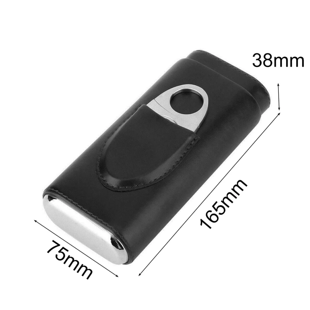 1 Set Humidor Cigar Case Holder Hold Cigars With Cutter New Portable Leather Mini Delicate Travel Kit Humidor Cigar Cutter