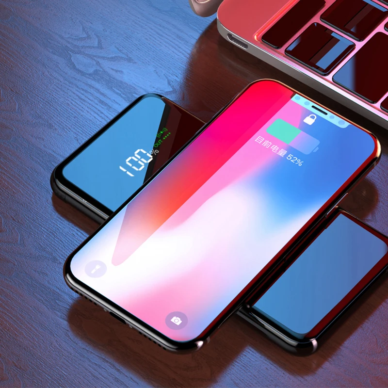 10000 мАч Внешний аккумулятор QI Беспроводное зарядное устройство двойной USB