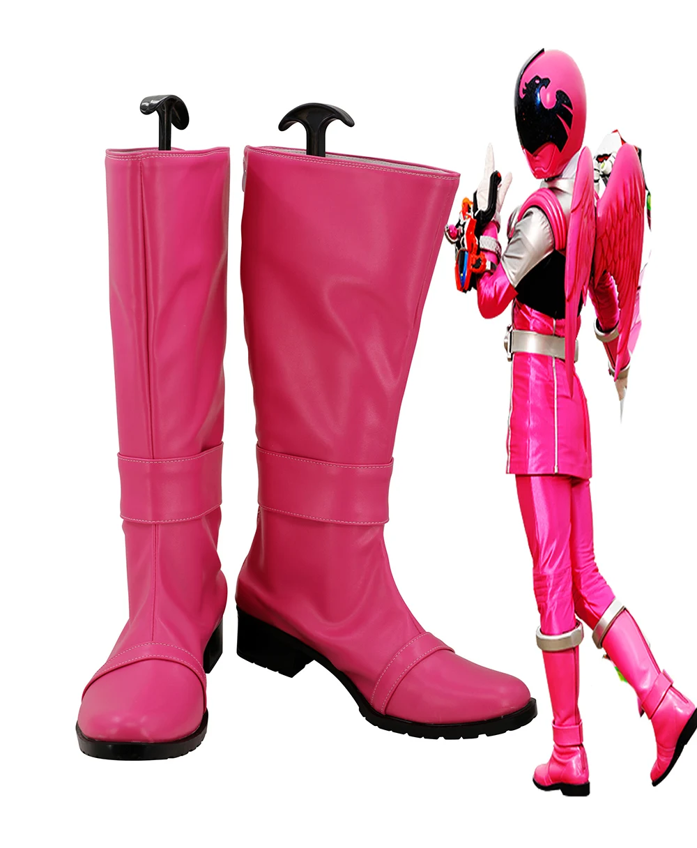 

Сапоги для косплея Uchu Sentai Kyuranger Raptor 283, Розовая обувь, космическая эскадрила девять рейнджера, косплей на заказ