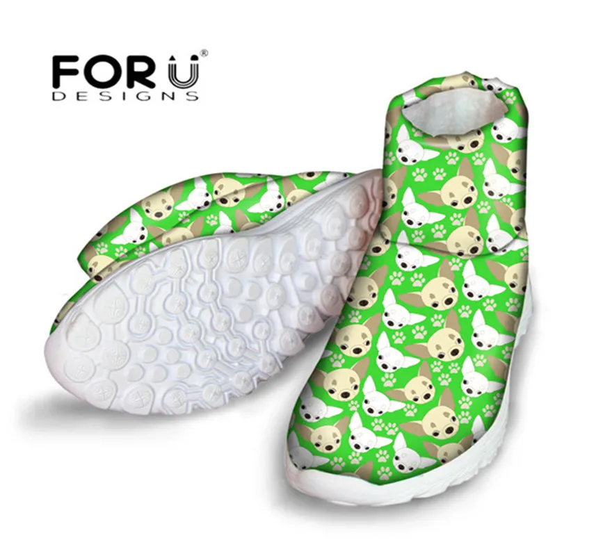 FORUDESIGNS/кавайные женские ботинки с принтом животных, чихуахуа; повседневные зимние теплые женские ботильоны; водонепроницаемые непромокаемые ботинки