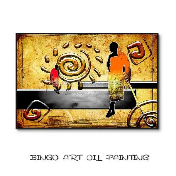 African Painting C Для увеличения объема, ручная работа,-роспись закат Африканская женщина картина маслом, изображающая фигуру модные Цвета в африканском стиле картина с женщиной для Декор в гостиную - Цвет: African Painting C