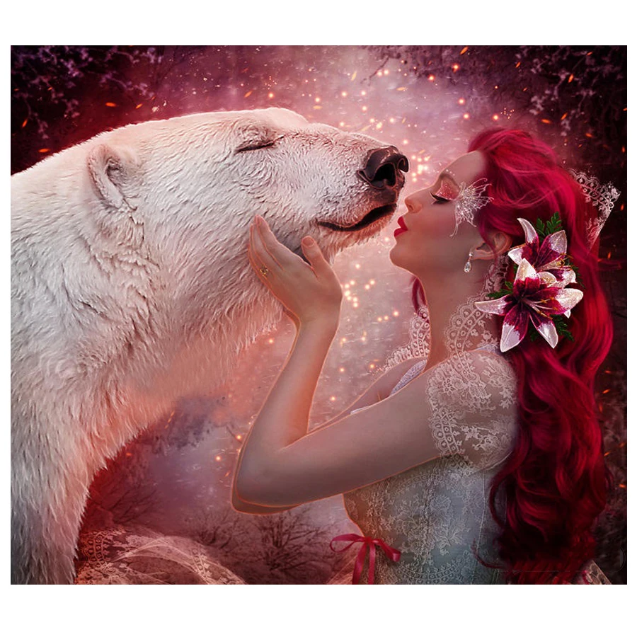 Beauty Elf Polar Bear Diamond embroidery Cross stitch DIY 5D Diamond painting full square round mosaic diamonds with picture