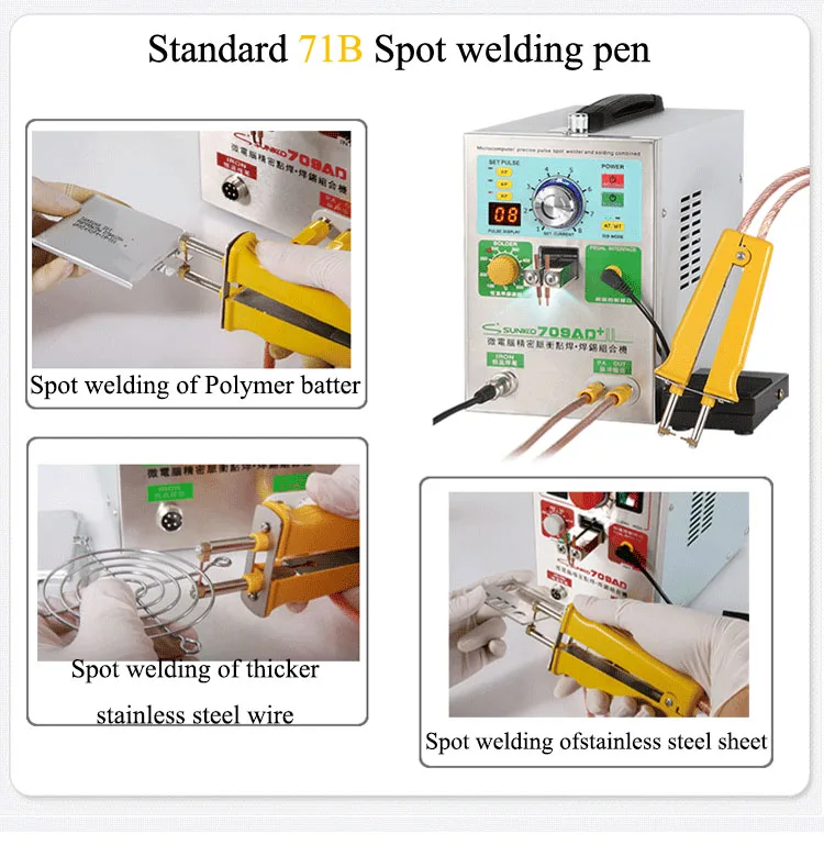 

SUNKKO 709AD+ 4 IN 1 Welding machine fixed pulse welding constant temperature soldering Triggered induction spot welding HB-71B