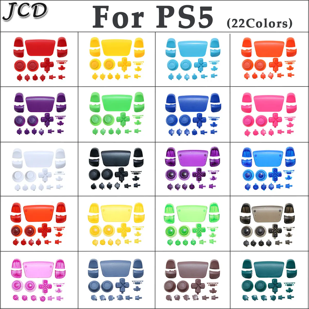 Jcd Per Controller Ps5 Tasto Colore Sostituzione Chiave Shell Custodia Cover D-Pad L1 R1 L2 R2 Joystick Cap