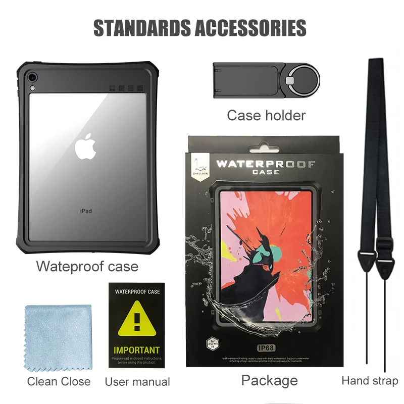 Suporte para Ipad Case à Prova de Poeira Capa para Ipad Cases de Telefone Shellbox Impermeável Case 2021 Mergulho Claro Coque Pro 11 - Imagem 6
