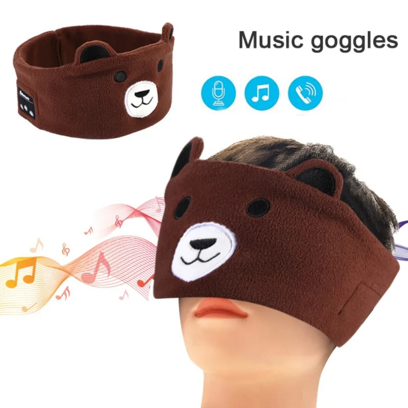 Для детей Bluetooth гарнитура повязка на голову в виде животного мультфильм мягкий сна маска для глаз Бегемот шляпа дети Беспроводные наушники с микрофоном Новинка