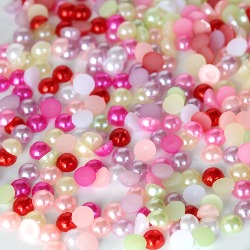2/3/4/5/6/8mm 100 1000Pcs ABS Imitation Pearls Half Round Flatback