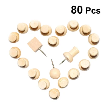 

80 Pcs Wood Push Pins I-Shape Wooden DIY Push Pins for Craft Projects Photos Posters Calendar Map
