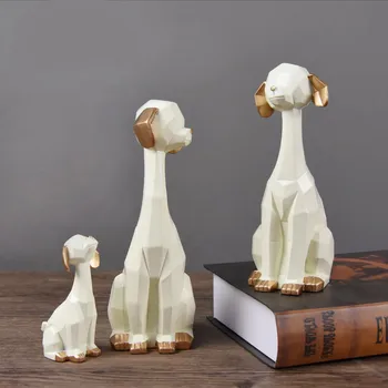 

[HHT] Modern Minimalist Dog Desktop Ornaments Cute Three Puppy Living Room Wine TV Cabinet Home Decoration Resin Crafts Gift