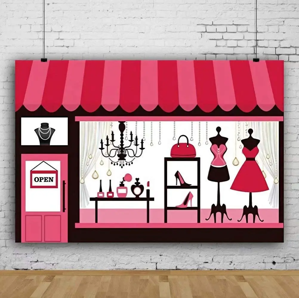 Photography Backdrop Female Fashion Store Dress Clothing Shop Girls Ladies Birthday Background Party Decoration Shoot Studio | Электроника