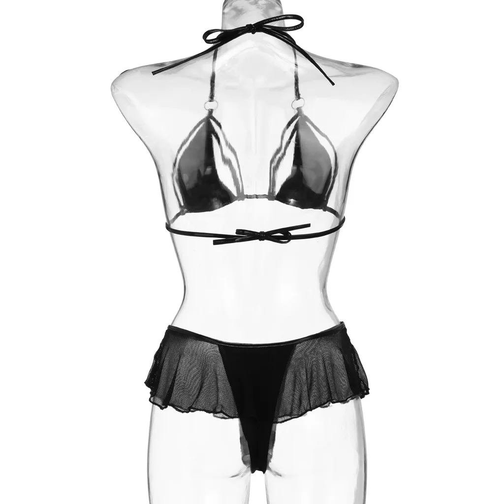 Babydoll пикантное женское белье набор эротический бандаж открытое нижнее белье Бюстье Порно Сексуальные костюмы Холтер сексуальный бюстгальтер G String langie для женщин