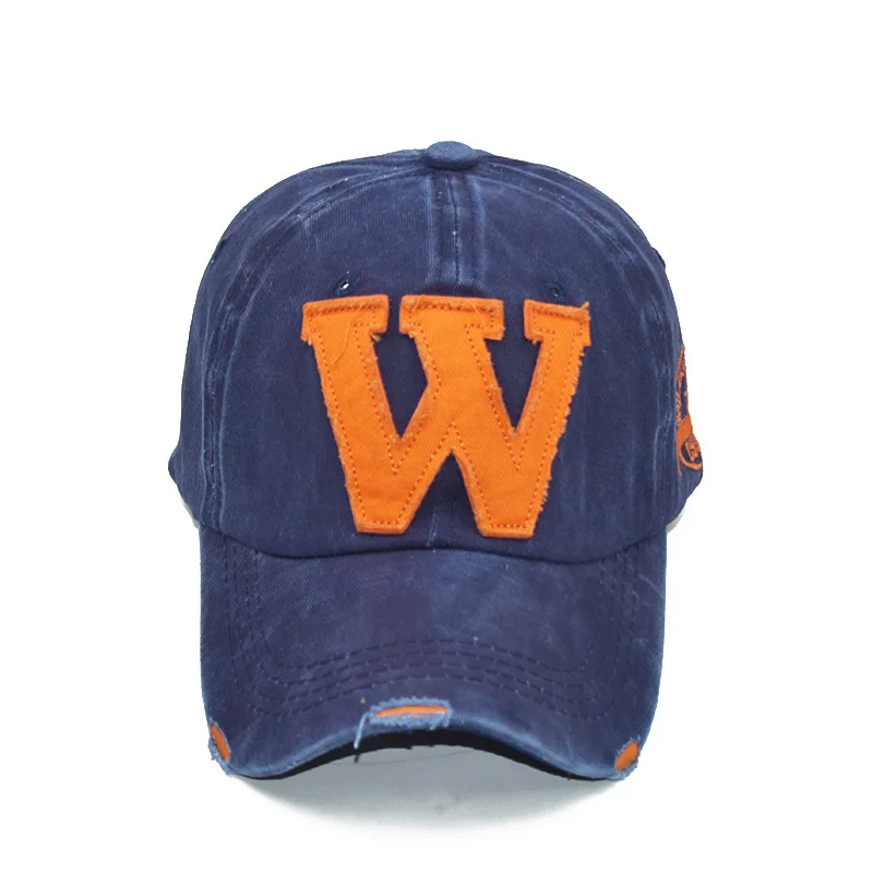 2021 Cotton Embroidery Letter W Baseball Cap Snapback Caps Bone casquette Hat Distressed Wearing Fitted Hat For Men Custom Hats