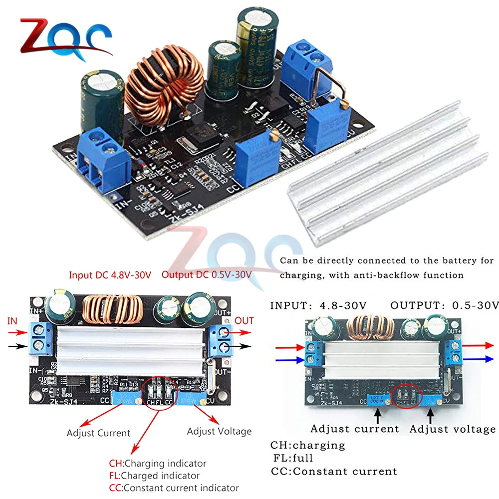 

DC DC Constant Voltage Boost Buck Converter 4.8-30V Solar Charger Charging Controller Adjustable Step-Up / Down Automatic Power