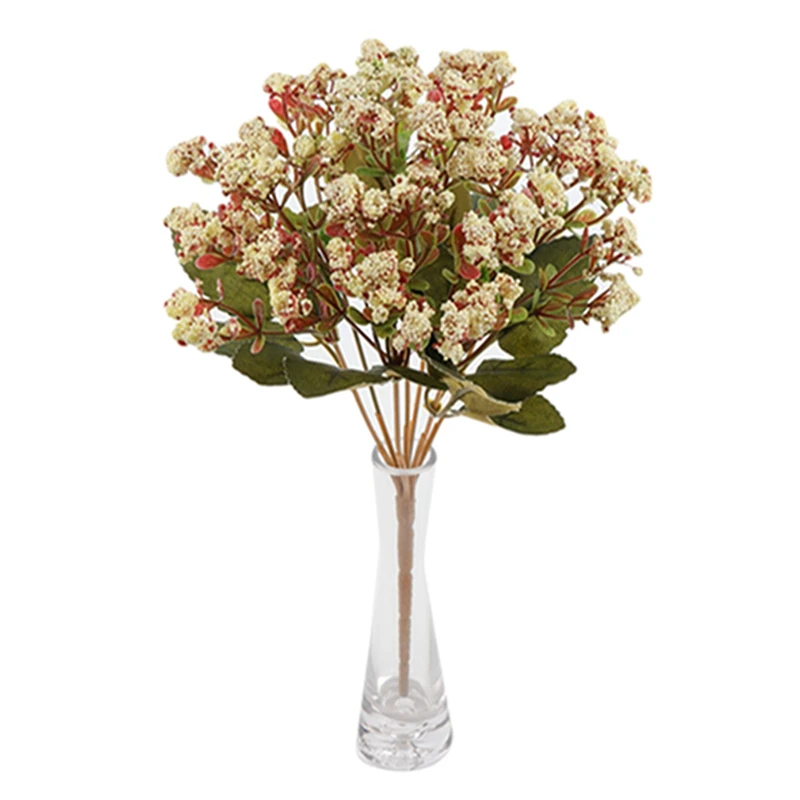 Artificial Autumn Chrysanthemum Flower Fake Foam Particles Creative Plastic Fake Flower Ornament For Wedding Home Decor - Цвет: milky