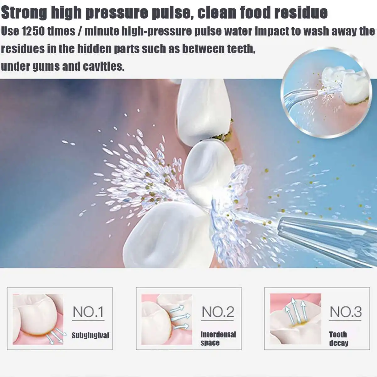  Oral Irrigator USB Rechargeable 100-240V Water Flosser Cordless Waterproof Portable Dental Water Je