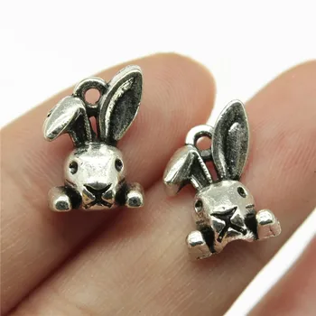 

WYSIWYG 20pcs 13mm Rabbit Head Charm Pendants For Jewelry Making Antique Silver Color Rabbit Head Pendants Charm Rabbit Head