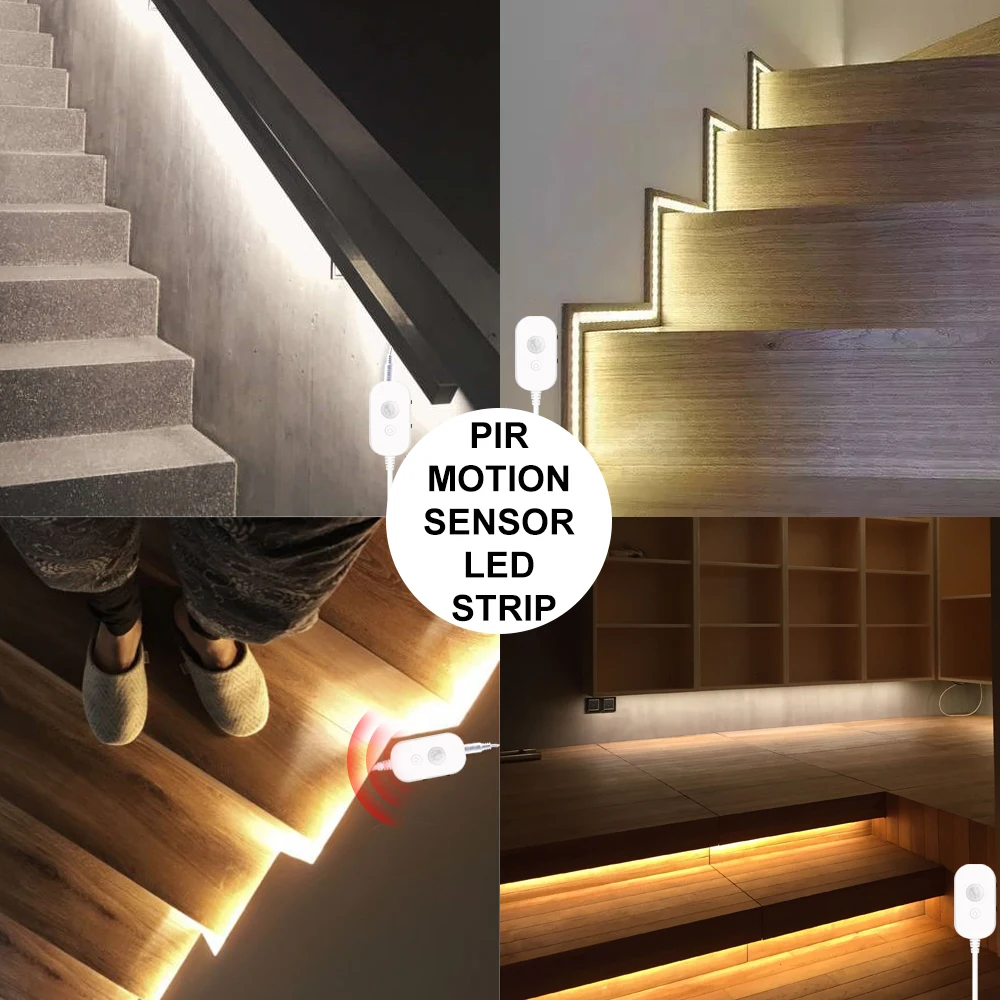  PIR Led Strip Lamp Under Cabinet Light 5V Usb Light Motion Sensor Bedroom Closet Stairs Wardrobe Ba - 4000253112272