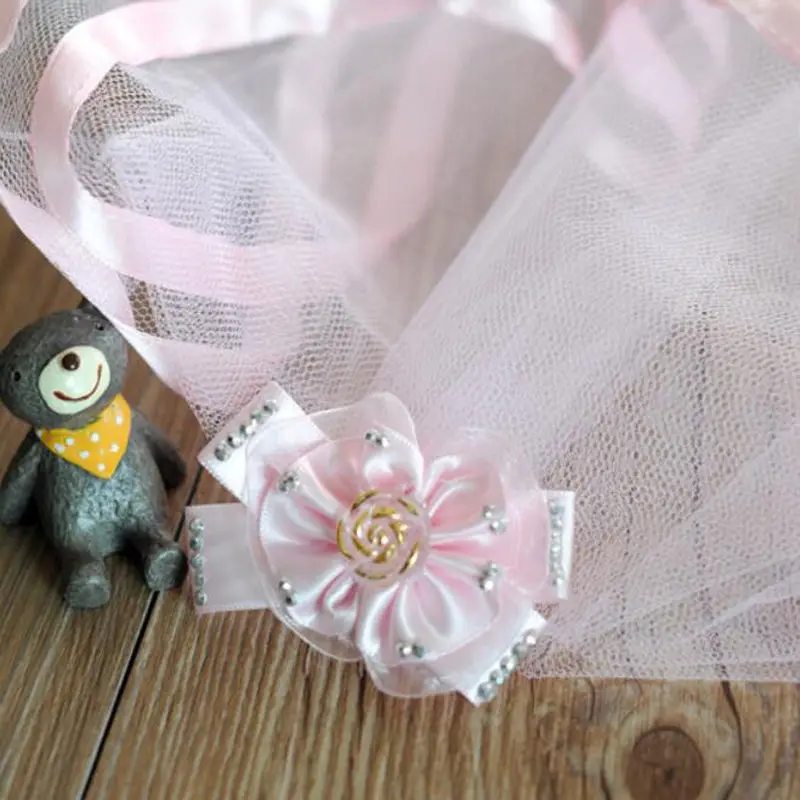 

1Pc Cute Pet Lace Hair Clips Rhinestone Bow Dogs Head Mesh Lace Veil Dog Grooming Dogs Accessories For Yorkshire Hair Decor