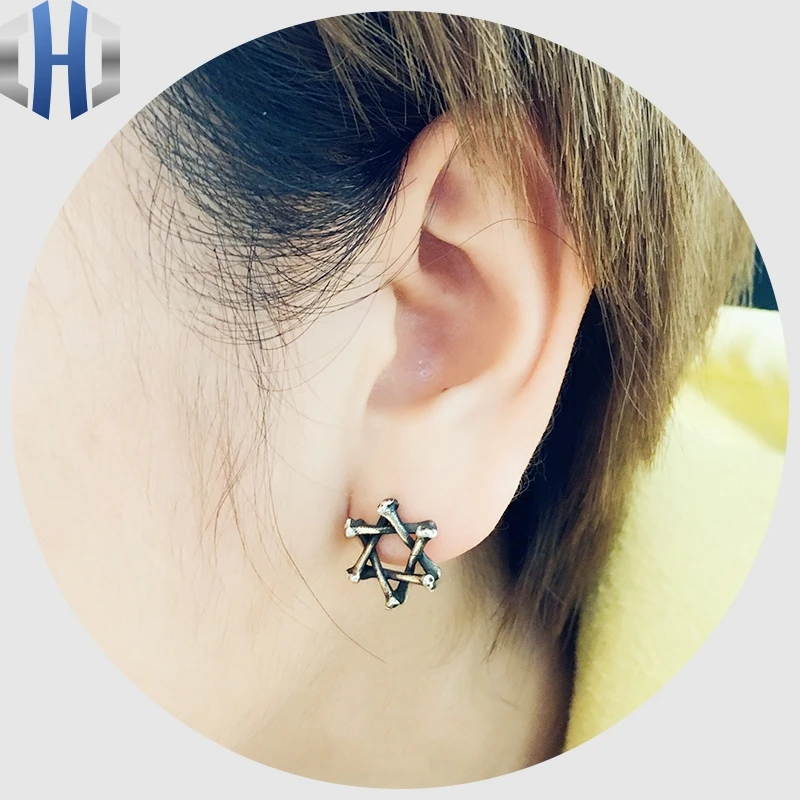 

Original Handmade Humeral Earrings Six-pointed Star 925 Sterling Silver Earrings For Men And Women To Make Old Earrings