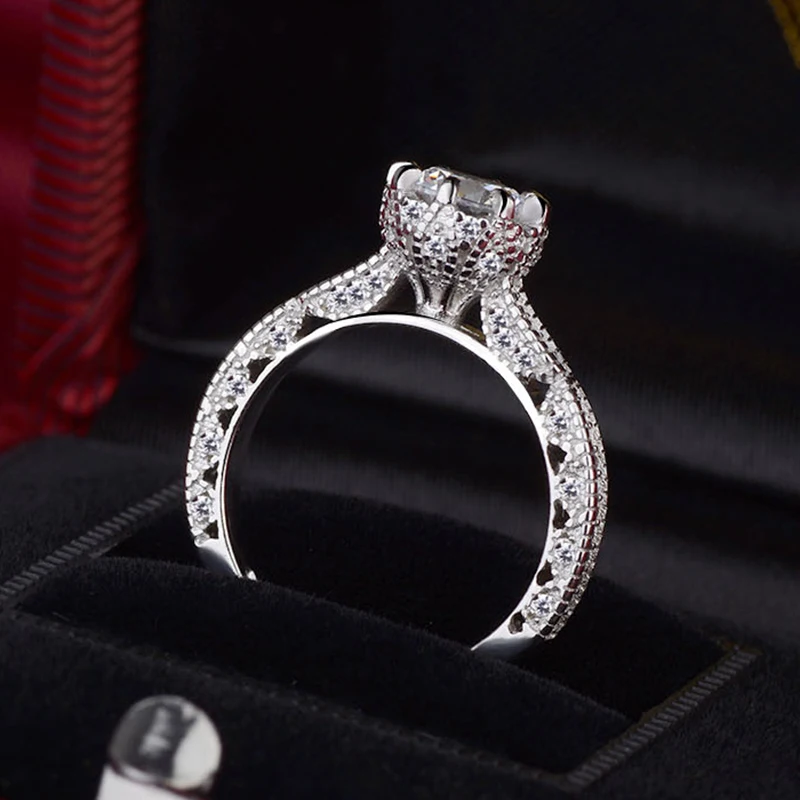 0.8ct 6 2 мм круглая огранка EF искусственное кольцо из муассанита 925 Серебряное с