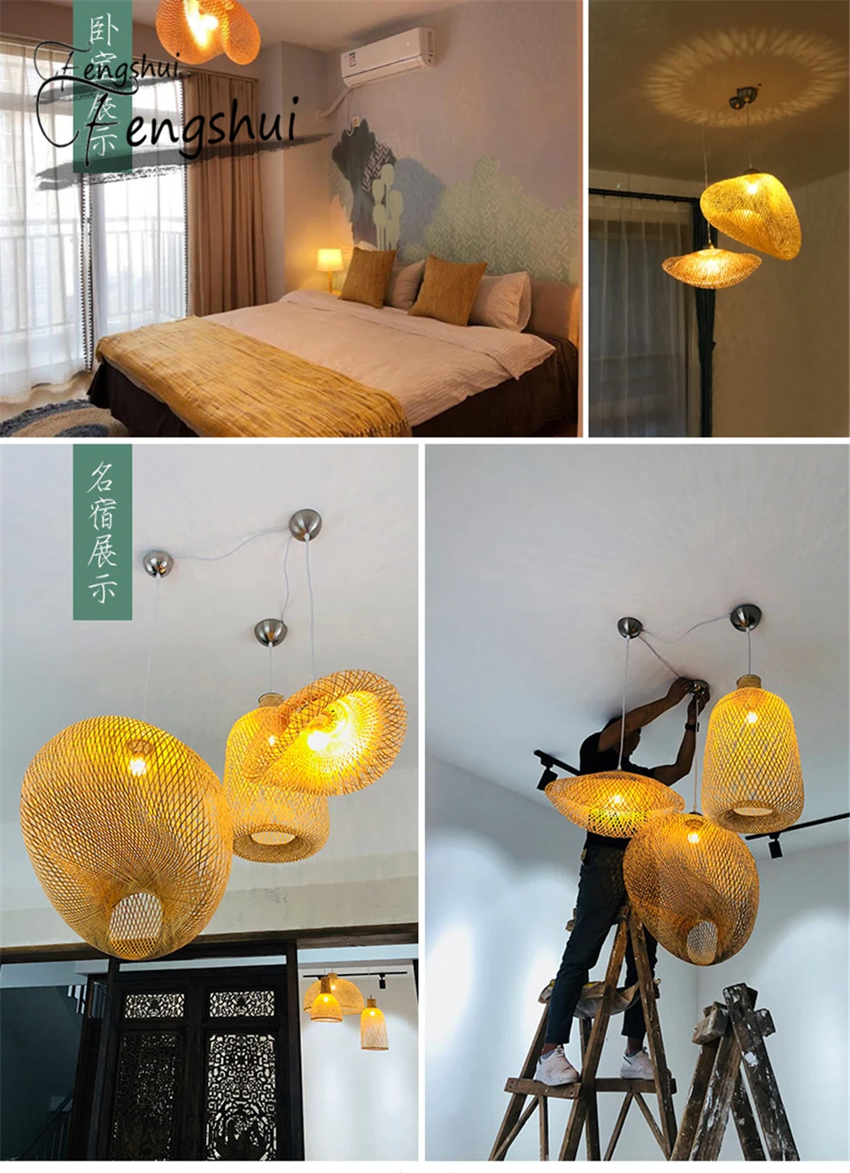 Современная бамбуковая лампа художественный подвесной светильник ing ресторан отель подвесной светильник для гостиной подвесной светильник кухня кафе бар светильник