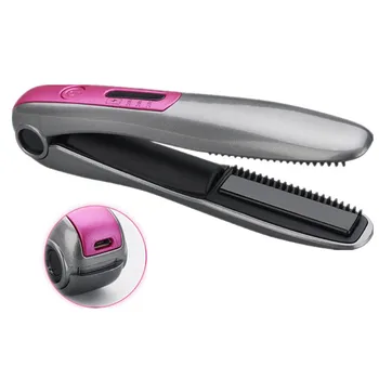 

Portable Rechargeable Li-ion Battery 2600mAh Mini Wireless Hair Straightener Ceramic Plate Iron Hair Curling Straighter