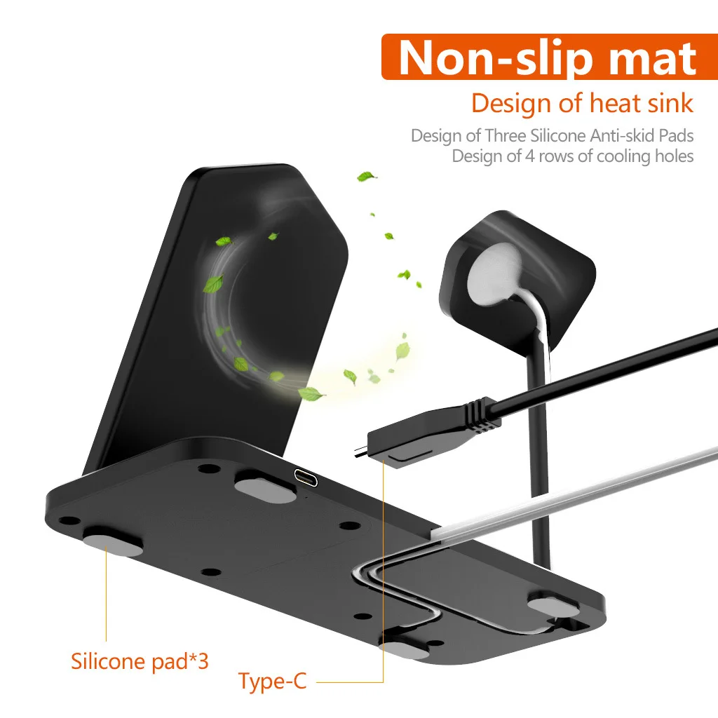 Trinity Aluminum Alloy iPhone Wireless Charging Seat Applicable to Apple Mobile Watch Headphone Cha