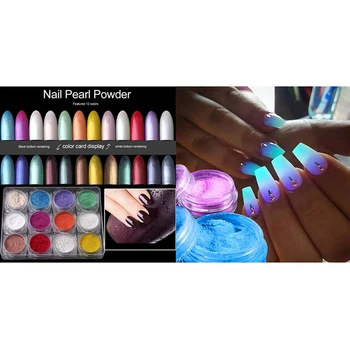 

24 Box 12 Colors Holographic Nail Powder Nail Manicure for Nails Art Chrome Pigment-2G/Box & 1-1.5G/Box