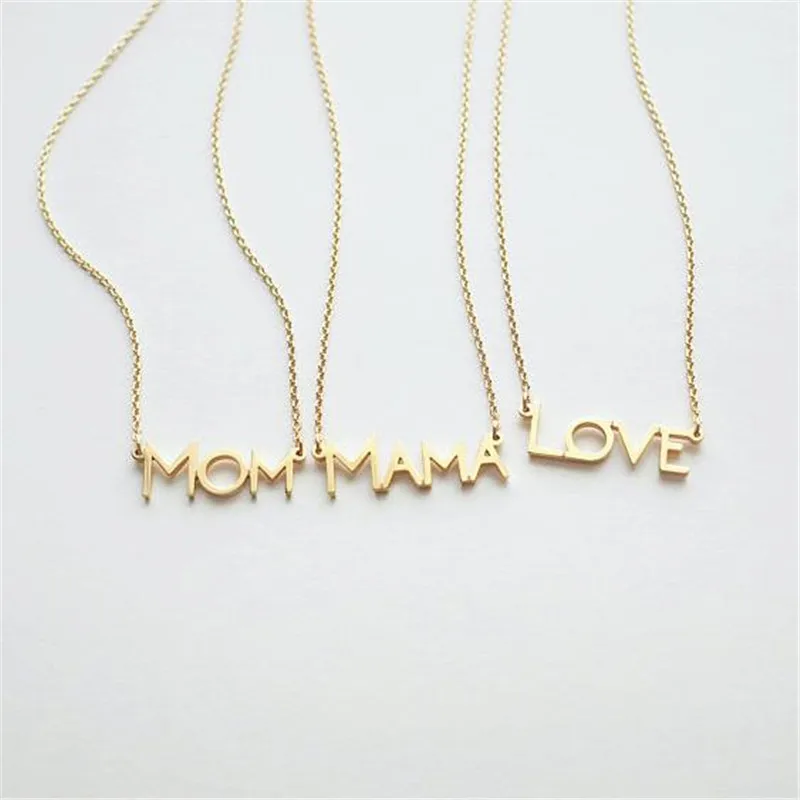Простая цепочка золотого цвета с буквенным принтом ожерелье надписью love mama