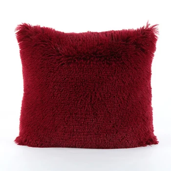 

40*40cm Cushion Covers Throw Home Decoration Soft Fur Fluffy Sofa Pillow Plush Cushion Cover Beige/ Pink/ Khaki/Coffee/ Wine Red