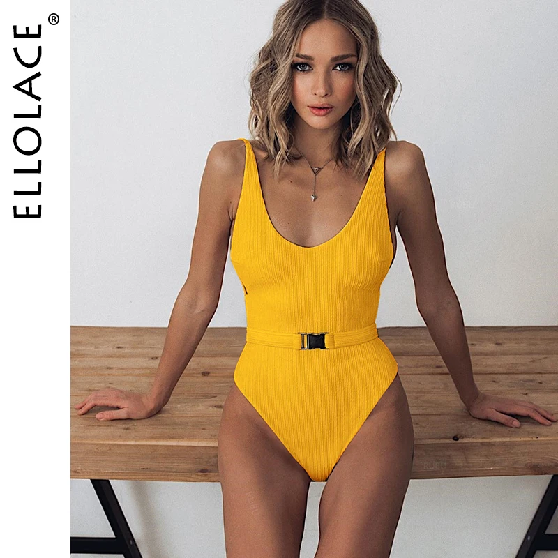 

Ellolace Sexy One Piece Body Swimsuit Women One Piece Swimwear with Belt Monokini Backless High Cut Body Bathing Suit Beach Wear