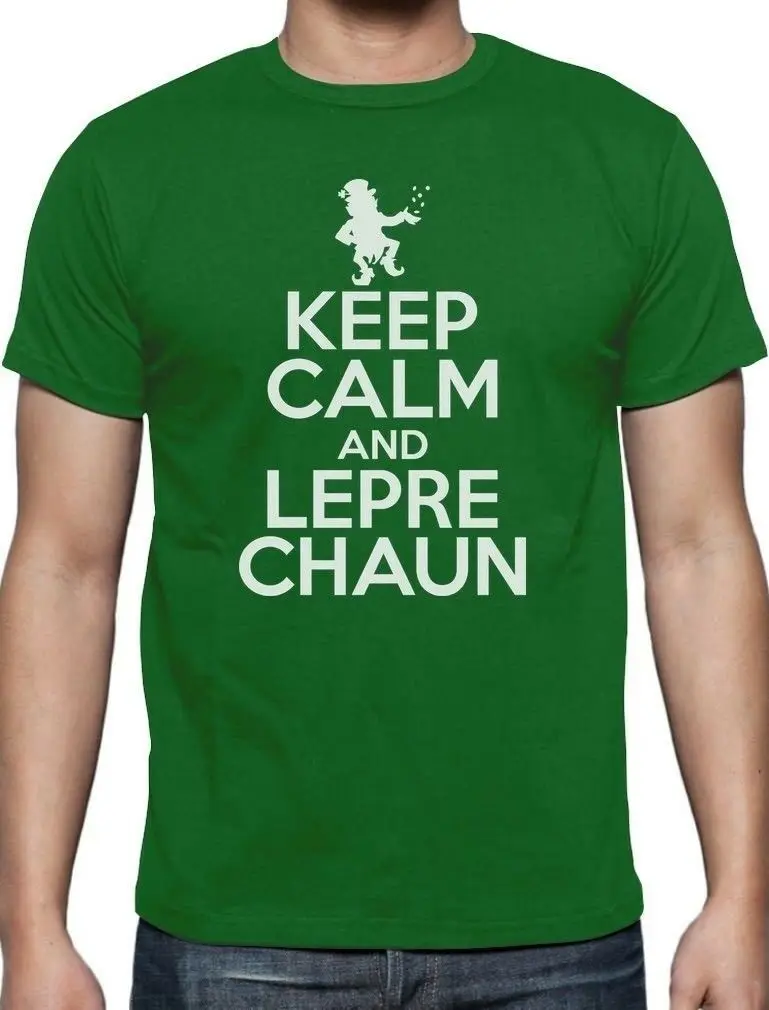 Keep Calm & Leprechaun День Святого Патрика футболка Веселая св. Патти подарок