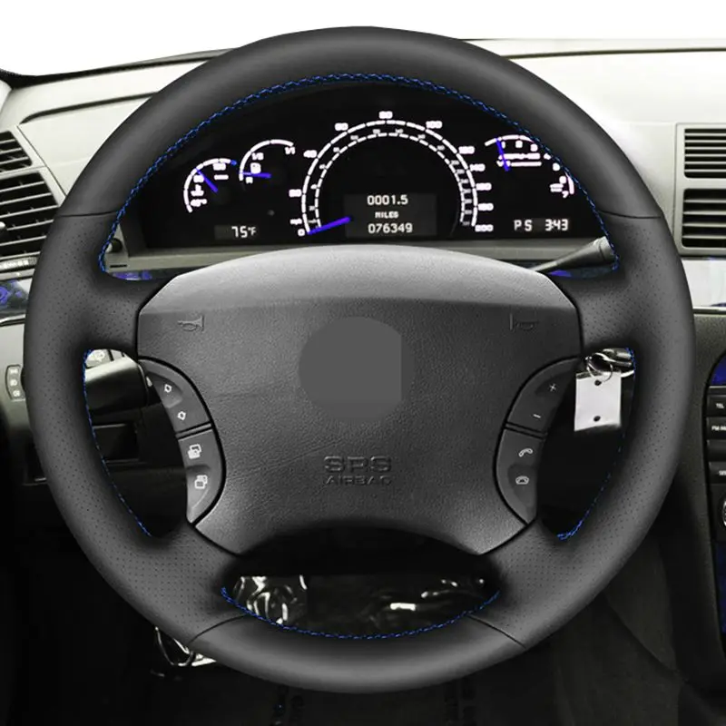 Черный чехол рулевого колеса автомобиля из натуральной кожи для Mercedes-Benz S-Class W220