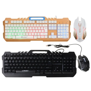 

Computer Wired Gaming Keyboard and Mouse Combo Set LED Light Mechanical Feel
