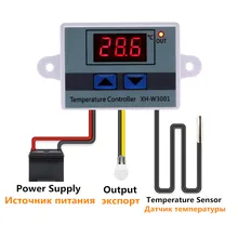 10A 12V 24V 220V AC Digital LED Regolatore di Temperatura XH-W3001 Per Incubatrice di Raffreddamento di Riscaldamento Termostato NTC sensore