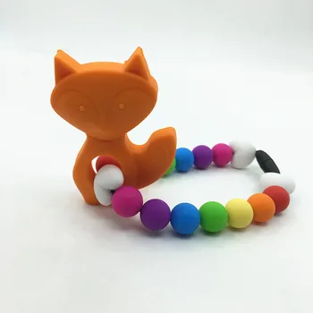 

silicone teething gift- baby Hanging Toy - silicone Baby Teething Accessory -baby fox pendant teether