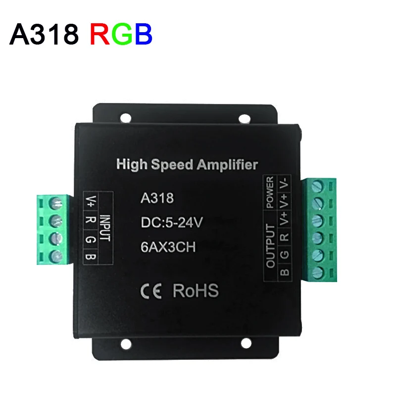 A318 RGB RGBWW High Speed Amplifier Data Signal Repeater DC5V 12V 24V Single color/RGB/RGBW/RGB+CCT 1/3/4 CH Dimmer Power Amplifier - Цвет: A318 RGB