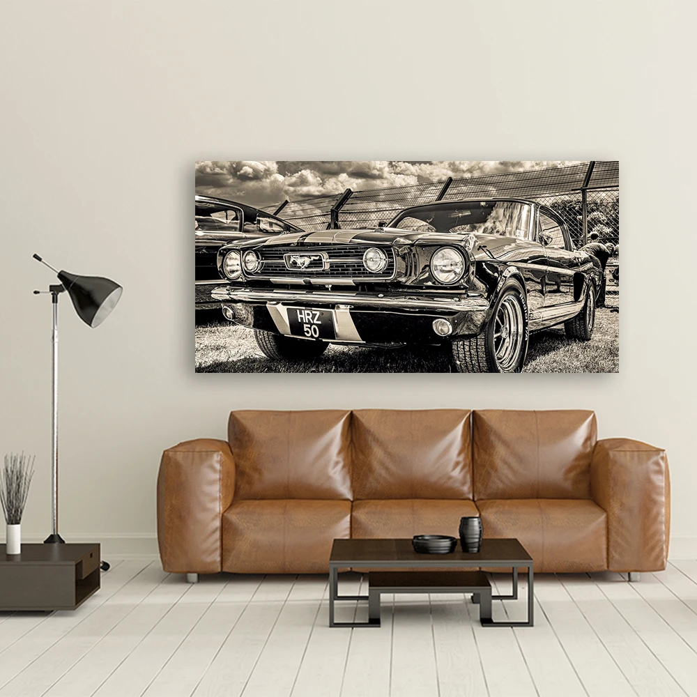 Модульная HD Печать художественная работа классические спортивные автомобильные плакаты украшения для дома стены искусства 1 шт. картины 1965 Ford Mustang автомобиль холст картины