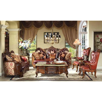 Conjunto de sofás y muebles de cuero auténtico para sala de estar, Conjunto de sofás y muebles para sala de estar, estilo turco, GH81