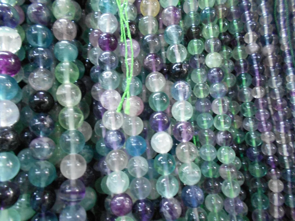 wholesale Natural Stone Beads Colorful Fluorite Round Loose For Jewelry Making 15.5 inches Pick Size 6.8.10.12 mm | Украшения и