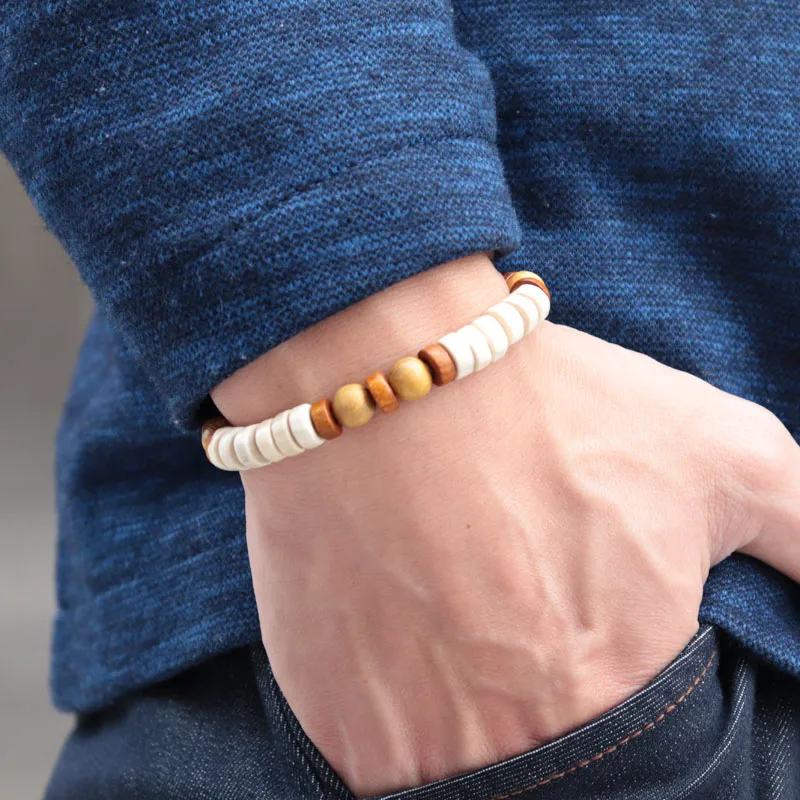 Vintage Men Wood Bracelet Natural Stone Beads Brazalete Boho Accessories Male Punk Braslet Present For Man Jewelry Pulsera bracelet jewelry leather bracelets