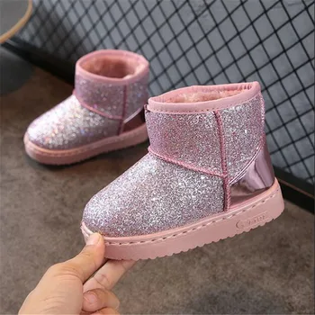 

Winter 2019 Children Boots Girls Sequins Cotton Baby Warm Shoes Student Girl Snow Boots Cotton Princess Boots Kids Sneakers