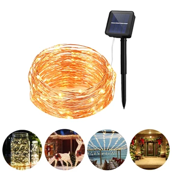

Solar String Lights 100/150/200LED Copper Wire Fairy LED Light String Waterproof With Solar Panel Christmas Garden Decoration