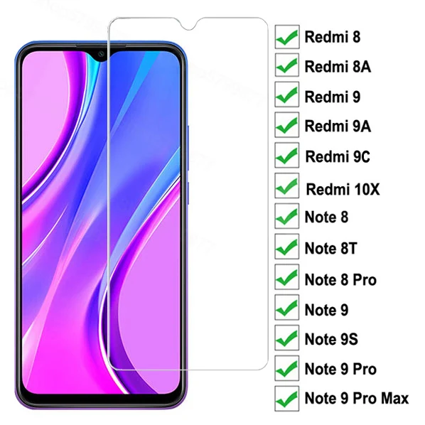 Cristal templado 9D 9H para Xiaomi Redmi 9C, 9, 9A, 8, 8A, 10X, película protectora de cristal, Redmi Note 8T, 9S, 8, 9 Pro, Protector de pantalla máx
