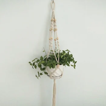

High Quality Pot Holder Macrame Plant Hanger Hanging Planter Basket Natural Fine Rope Braided Craft Drop Shipping