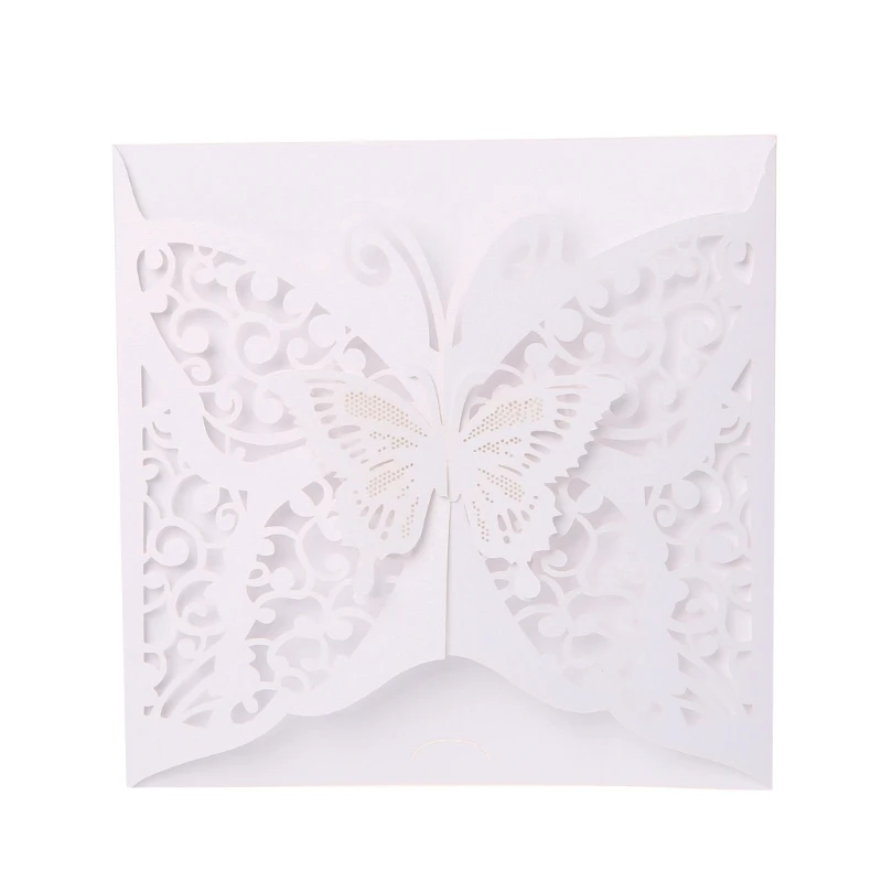  10Pcs Wedding Invitation Cards Kits With Envelopes Seals Personalized Printing E65B - 4.00027E+12